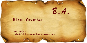 Blum Aranka névjegykártya